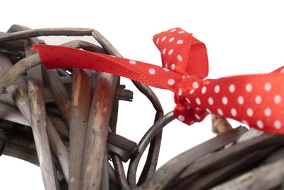 Ribbon Wide  Heart Wreath With Red Spotty Ribbon