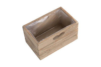 Oak Effect Planter With Plastic Lining Interior