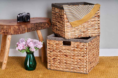 Square Water Hyacinth Storage Basket