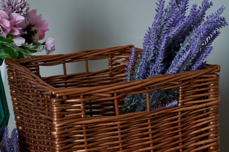 Double Steamed Wicker Storage Baskets With Rose Lining