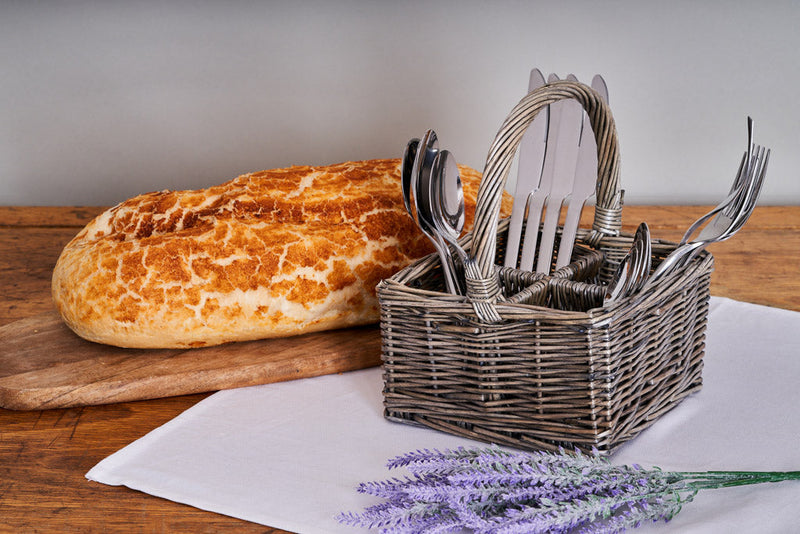 Wicker cutlery basket