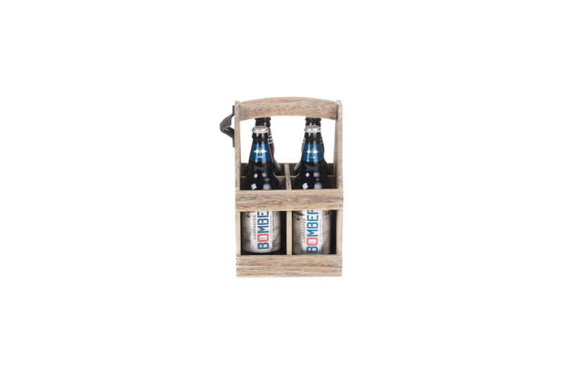 Oak Effect Bottle Carrier With Opener Full