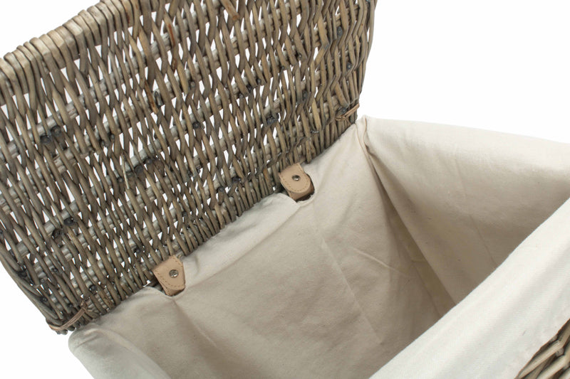 Antique Wash Square Laundry Basket With White Lining