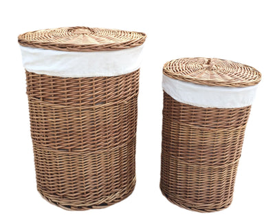 Light Steamed Round Linen Basket White