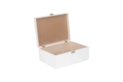 14" White Wooden Box Full Open 