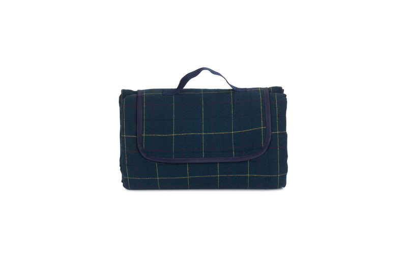 Luxury Blue Tweed Picnic Blanket Front