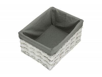 White Scandi Storage Baskets with Grey Sage Lining