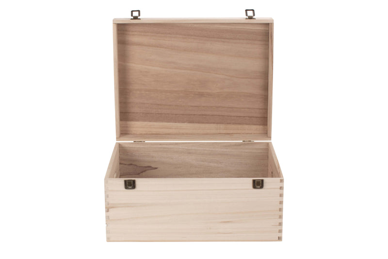 16" Unvarnished Wooden Box Front Open