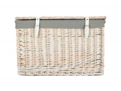 24" White Wash Chest Hamper with Grey Sage Lining