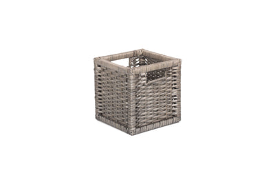 Wooden Framed Split Willow Storage Basket Small