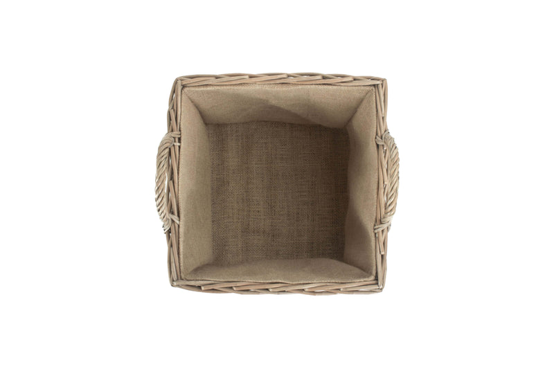 Square Lined Wicker Log / Storage Basket