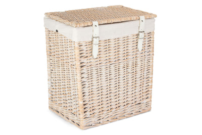 Boutique White Wash Storage Laundry Hamper With Lining Small Front