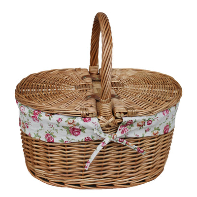 Light Steamed Oval Lidded Hamper Rose Garden