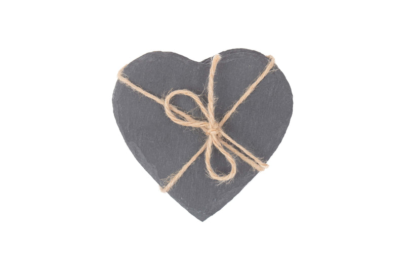 Heart-Shaped Slate Coaster Set 4