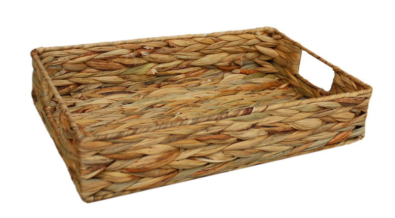 Water Hyacinth Shallow Rectangular Storage Basket Large