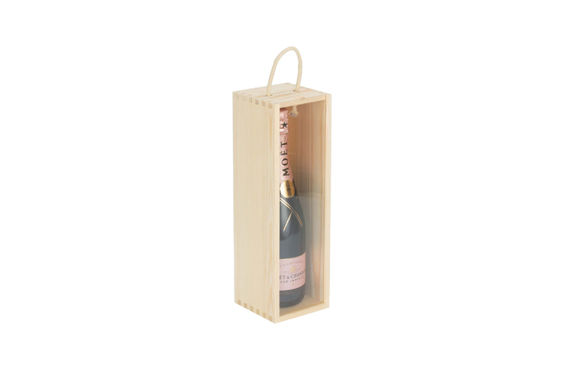 Single Bottle Wooden Box With Clear Acrylic Sliding Lid