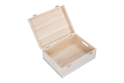 14" Wooden Box White Wash Open 