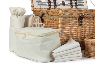 Rope Handled 6 Person Hamper Cream Details