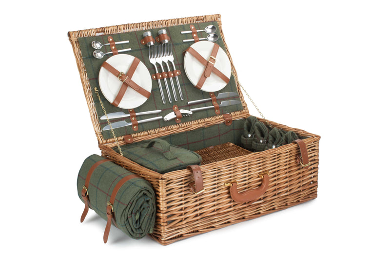 Deluxe Fitted Wicker Hamper Large Tweed Side