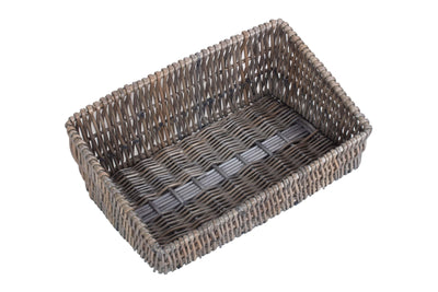 Antique Wash Vertical Weave Display Basket