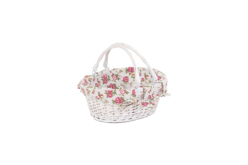 White Swing Handle Shopper Small Rose Side