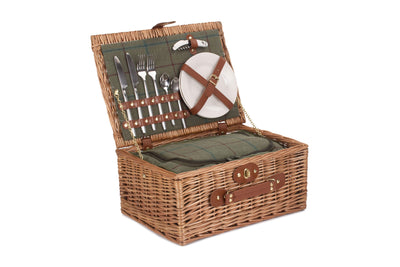 Green Fitted Tweed Hamper Small Open