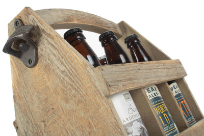 Oak Effect Bottle Carrier 6 Carrier Side Close