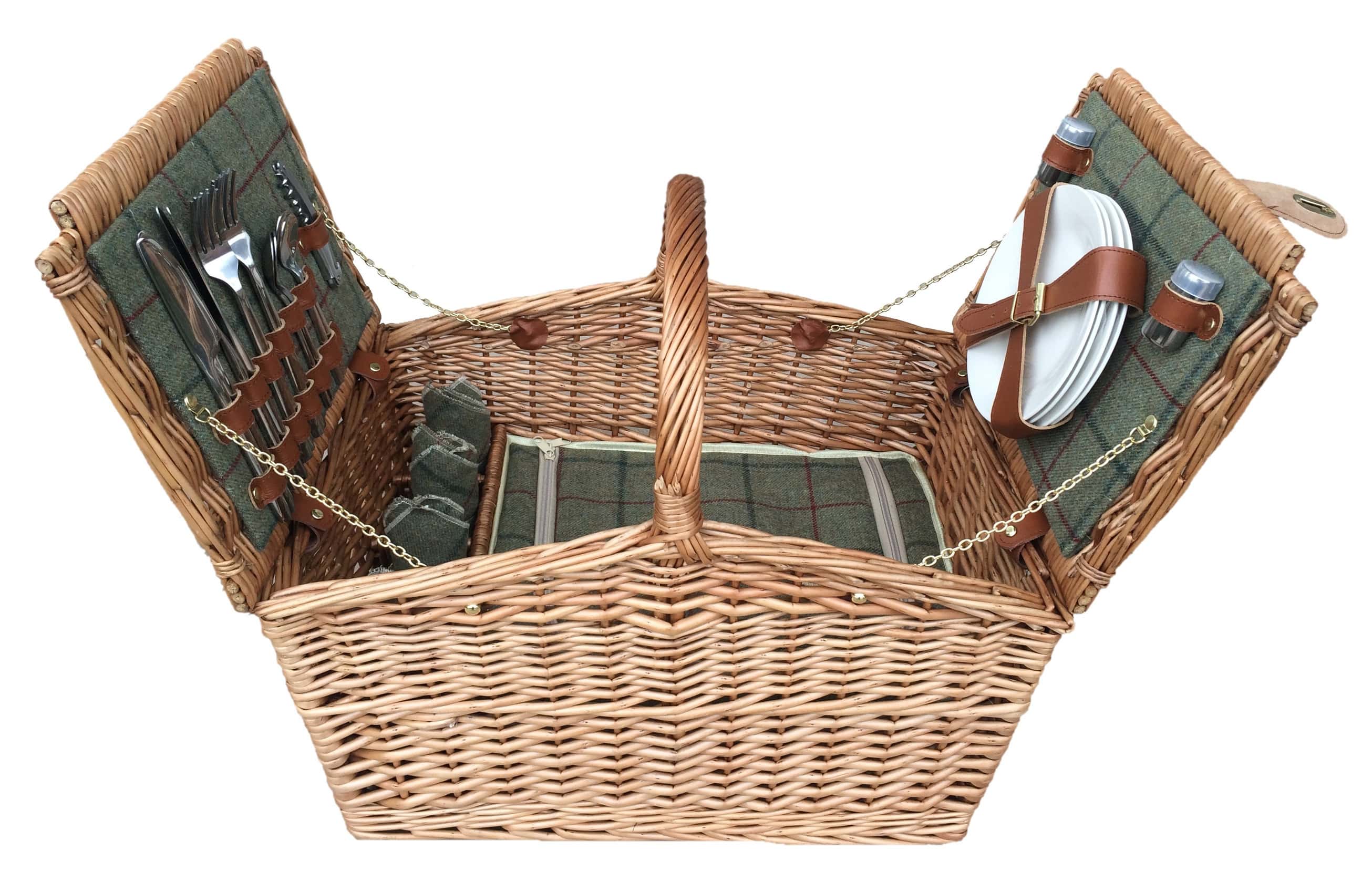 Green Tweed Double Lidded Hamper