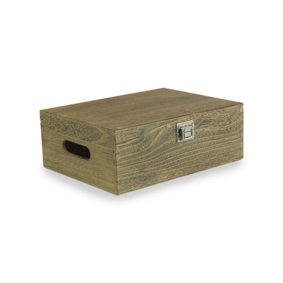Oak Effect Wooden Box Small Front View