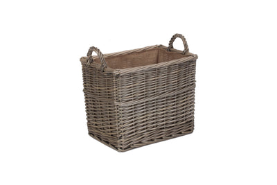 Rattan log basket in a rectangular shape