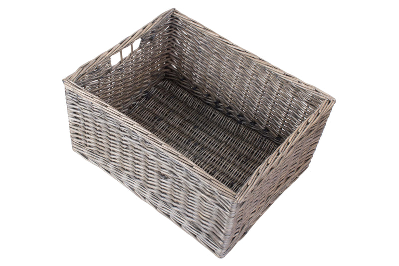 Jumbo Antique Wash Storage Basket Unlined Full Side