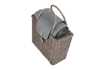 Grey Chiller Basket with Blanket Top View