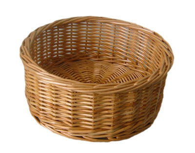 Round Straight-Sided Wicker Tray Basket