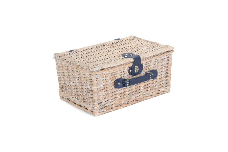 Gingham 2 Person Fitted Hamper Blue Closed