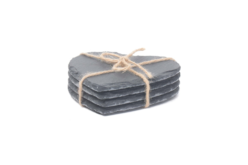 Heart-Shaped Slate Coaster Set 4