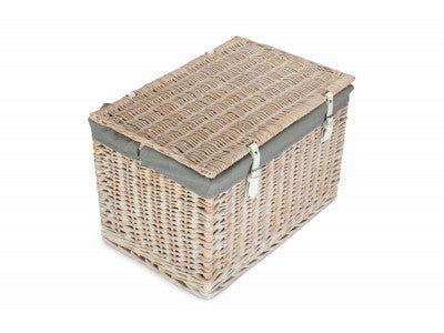 24" White Wash Chest Hamper with Grey Sage Lining