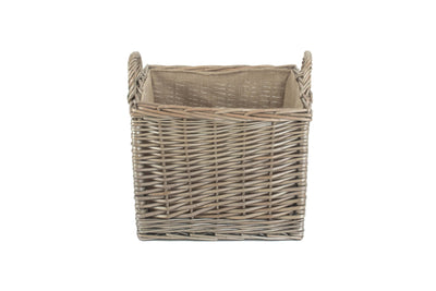 Square Lined Wicker Log / Storage Basket