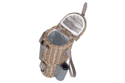 Single Bottle & 2 Champagne Glass Carrier With Shoulder Strap Open