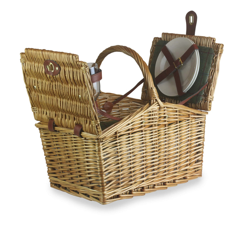 Green Tweed Double Lidded Hamper