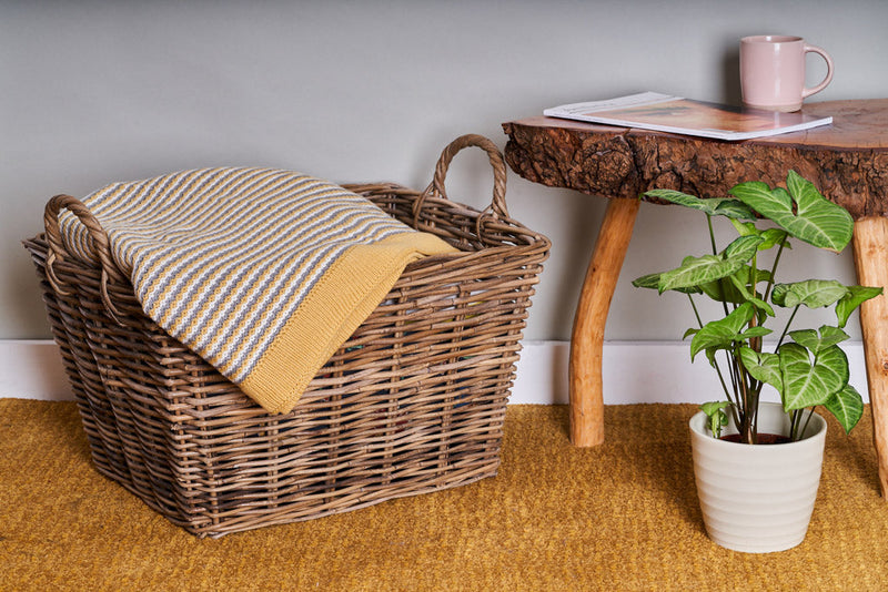 Rectangular Grey Rattan Floor Storage