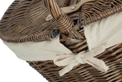 Deep Antique Wash Oval Picnic Basket Close Detail