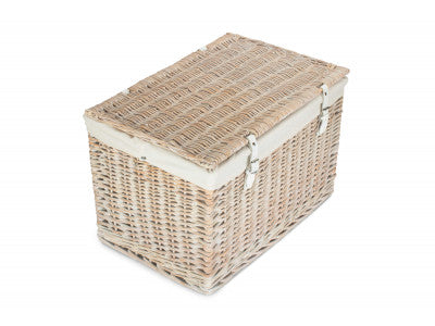 24" White Wash Chest Hamper with White Lining