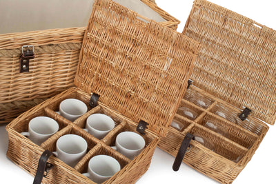 Rope Handled 6 Person Hamper Glasses Mugs Details