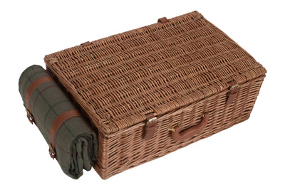 Green Fitted Tweed Hamper Large Top Closed