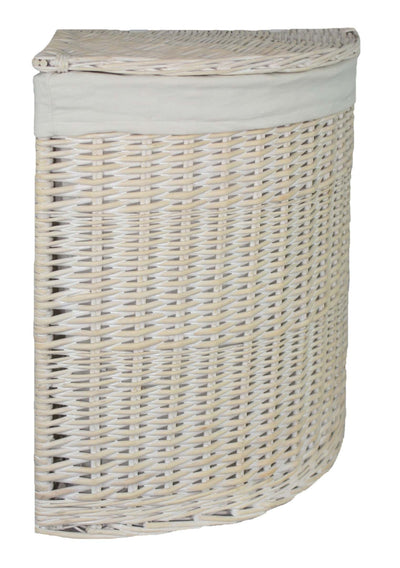 Corner White Wash Laundry Hamper White