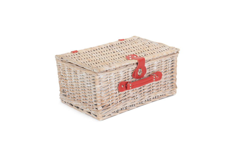 Gingham 2 Person Fitted Hamper Red Front Closed