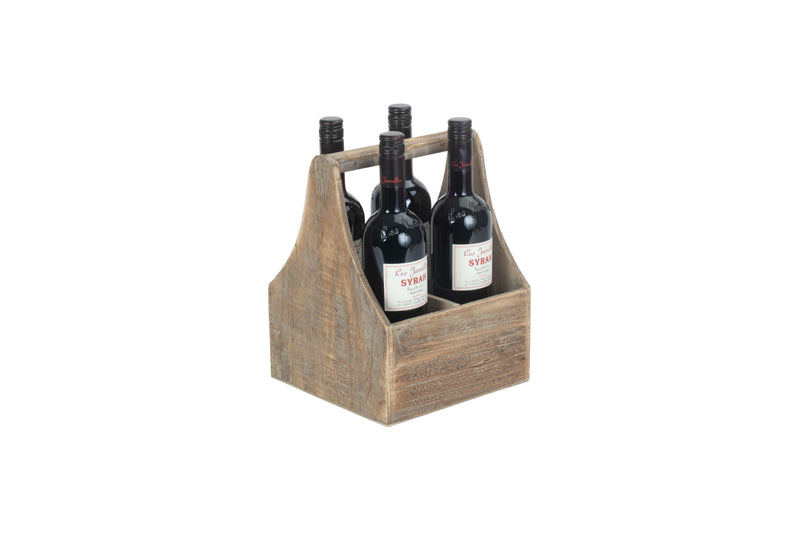 Oak Effect Bottle Carrier 4 Carrier