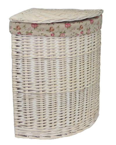 Corner White Wash Laundry Hamper Set 2 Single Large