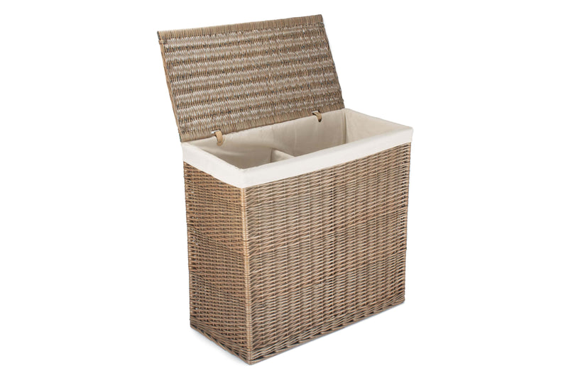 Rectangular Partition Laundry Basket Open