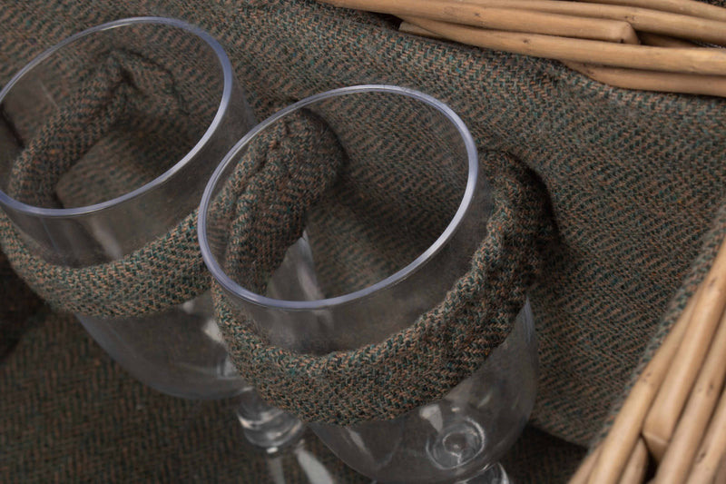 Grey Tweed Fitted Picnic Hamper Detail